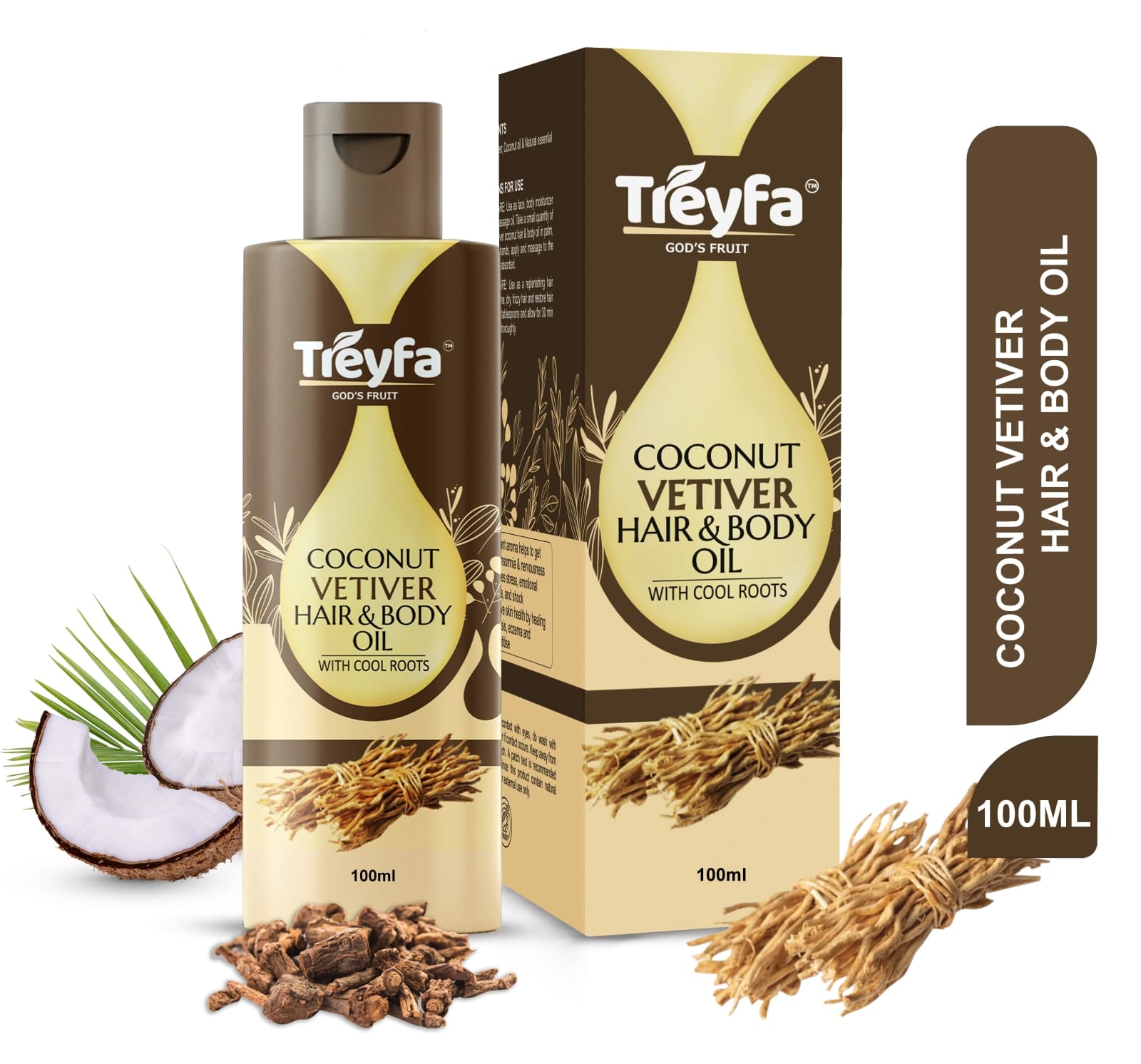 Virgin Coconut Vetiver Hair Oil – Soothing & Deeply Nourishing 100ML thumbnail 1