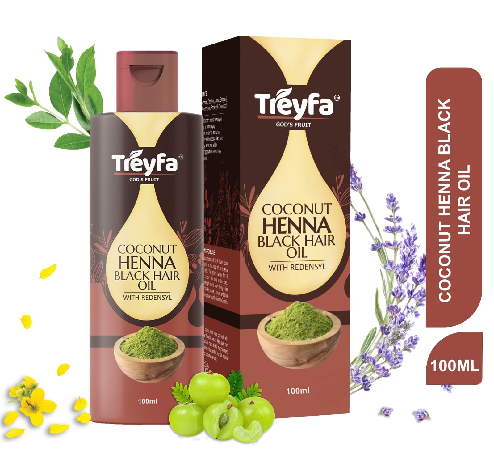 Powerful Herbal Henna Black Hair Oil – Naturally Black & Strong Hair 100ML thumbnail 1