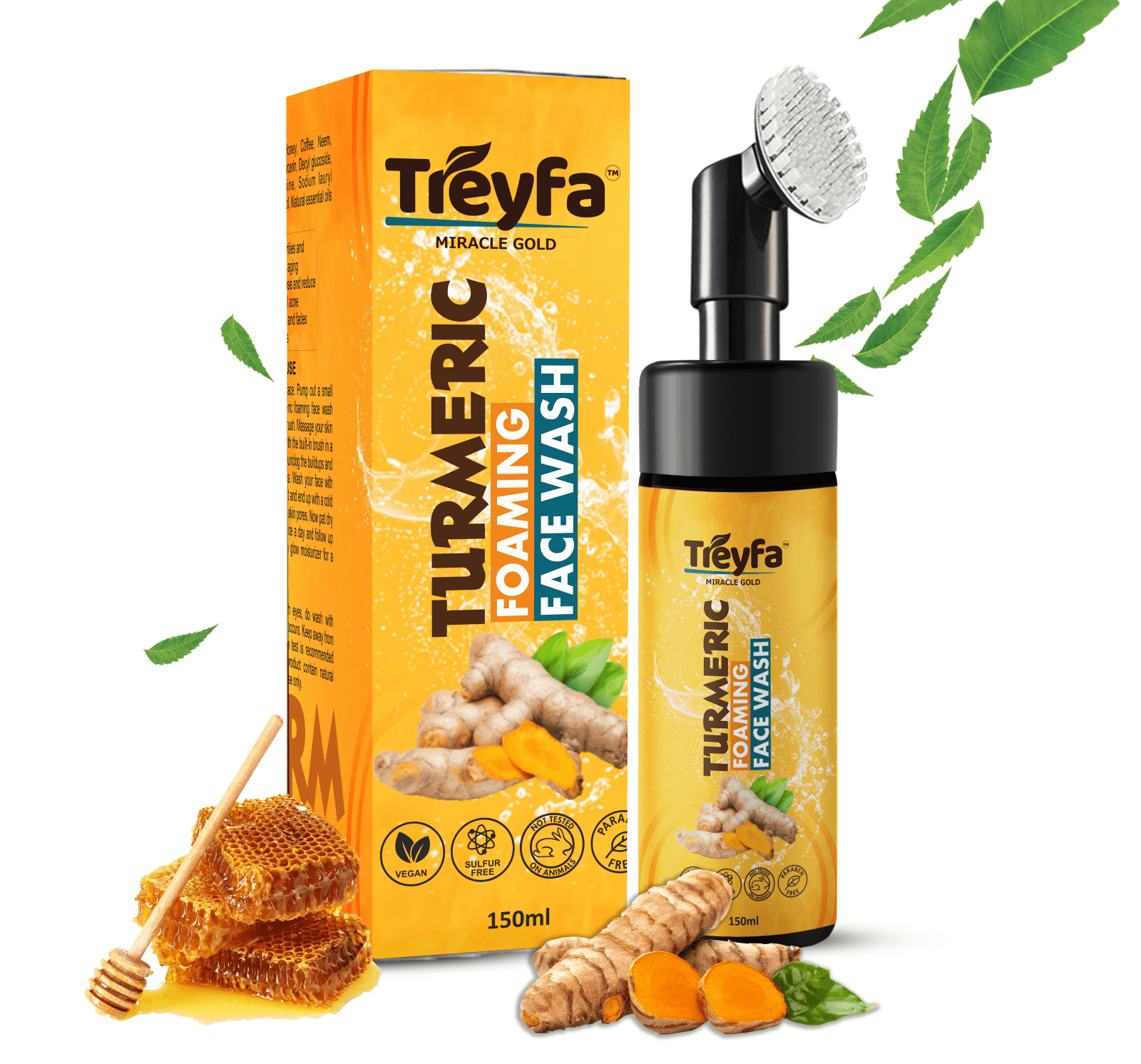 Treyfa Turmeric Foaming Face Wash for Clear & Glowing Skin 150ML 1