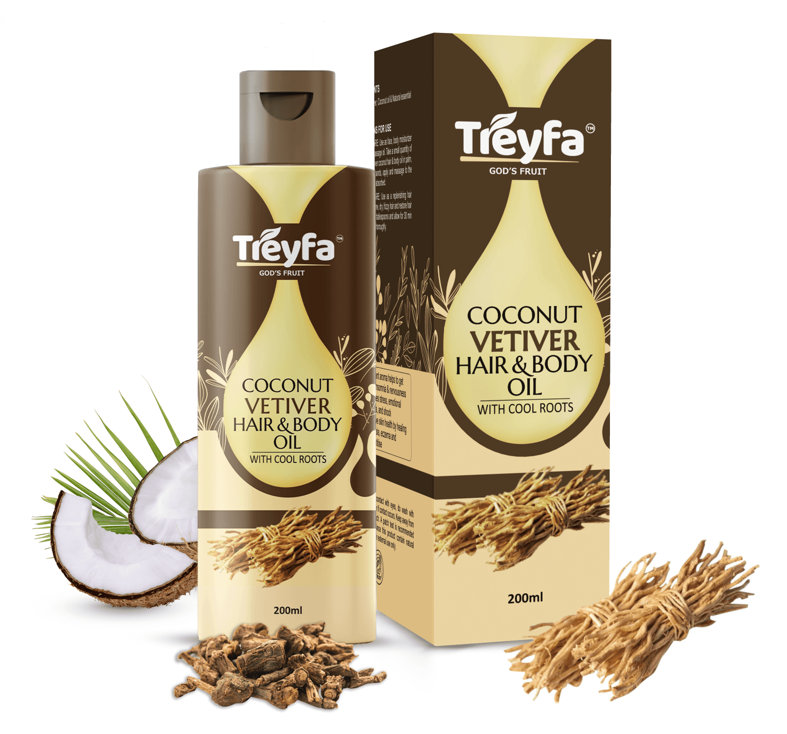 Pure Virgin Vetiver Coconut Oil – 2-in-1 Hair & Skin Nourishment 200ML