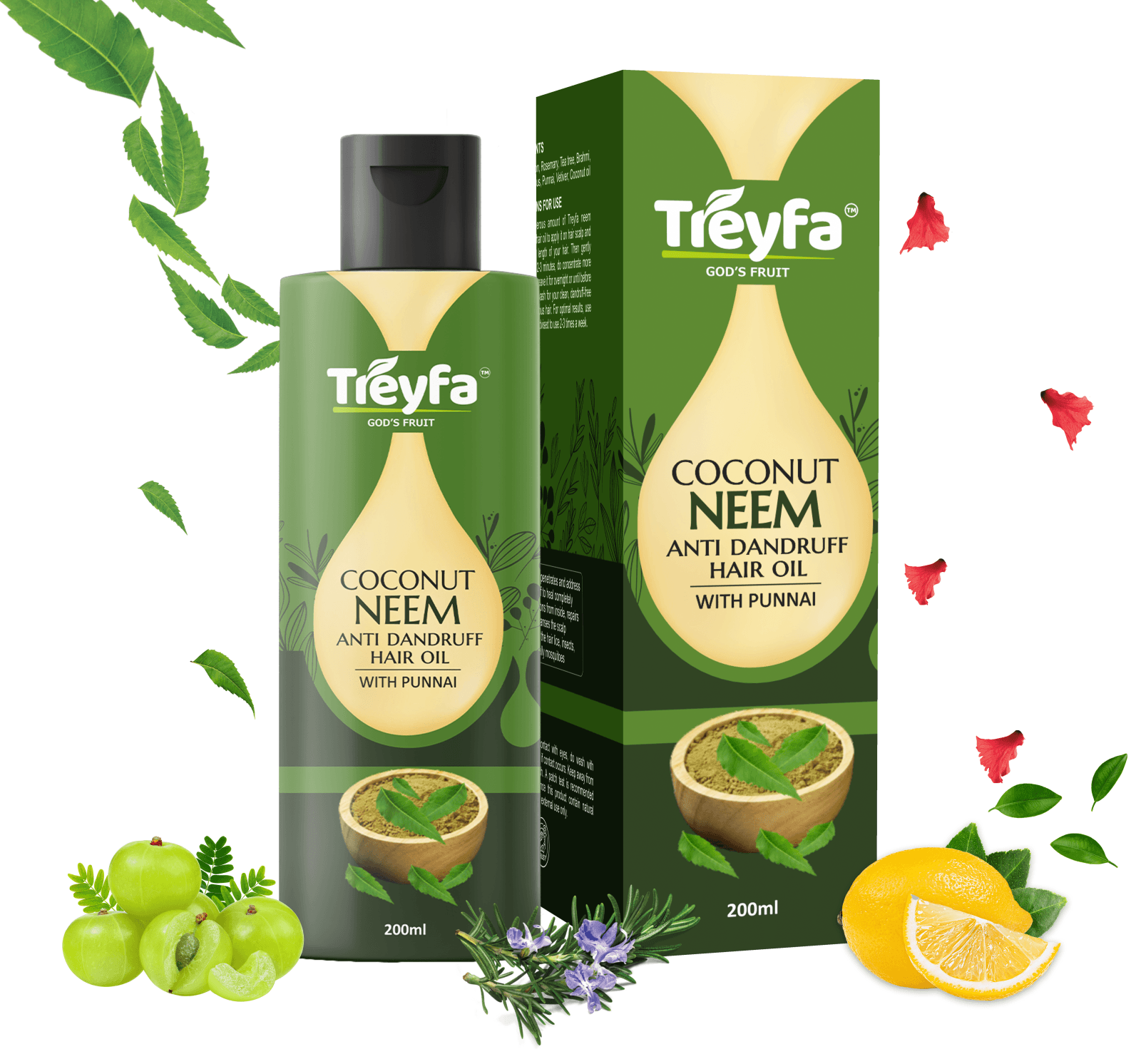 Coconut & Neem Natural Anti-Dandruff Oil 200ML 1